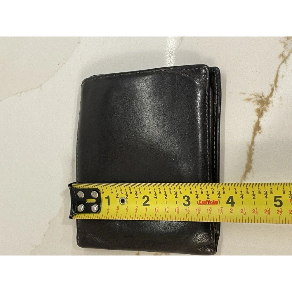 Vintage Gary's Brown Leather Wallet Bifold‎ Card Slots ID Window Bills Pocket